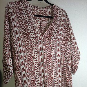 Lush Sheer Maroon and white top size medium